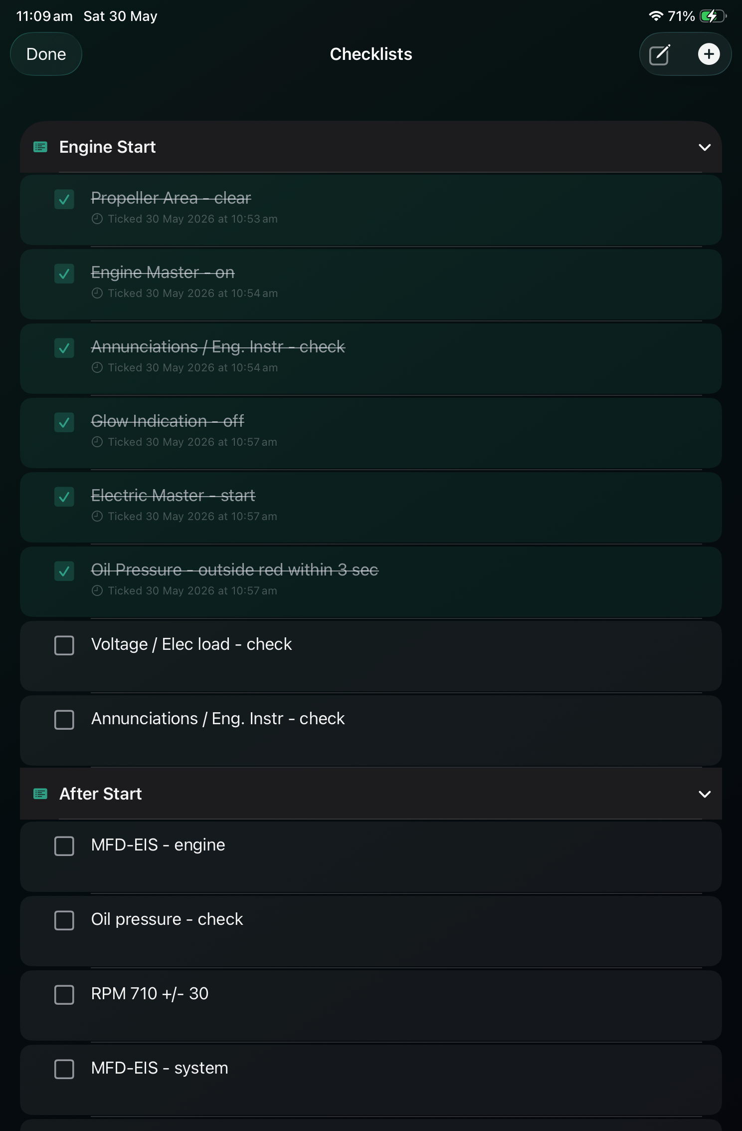 AirBook operational checklists